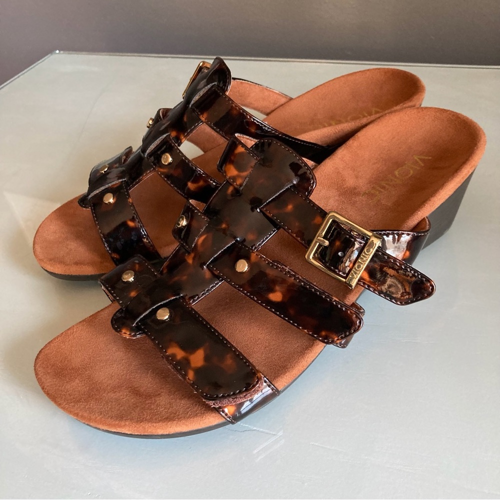 Vionic Animal Print Wedge Sandals